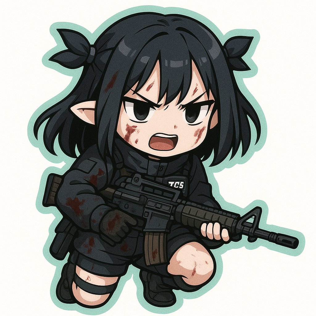 CutesTech Chan with a M4 in WarMode.